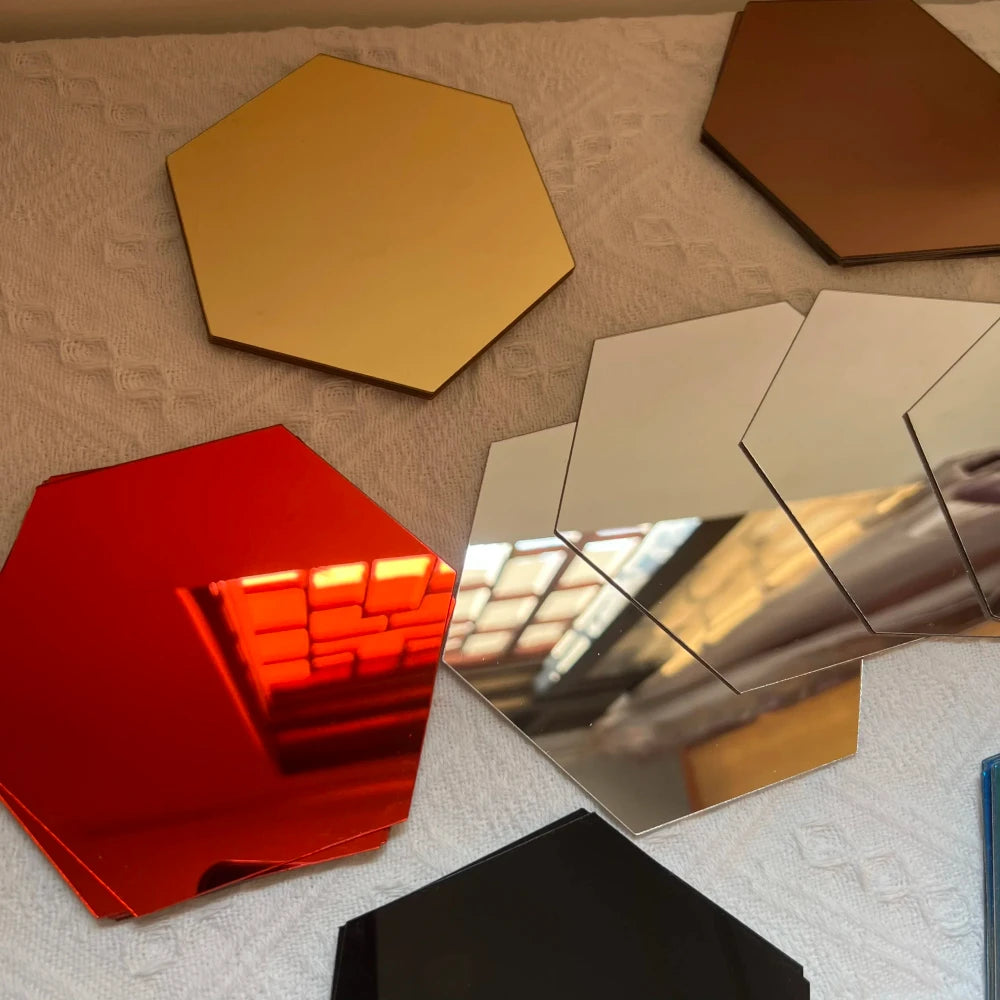 Geometric Hexagon Acrylic Mirror Wall Decals