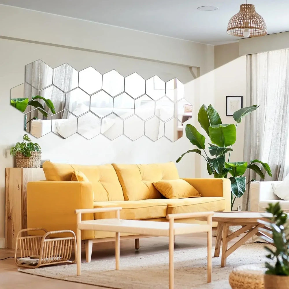 Geometric Hexagon Acrylic Mirror Wall Decals