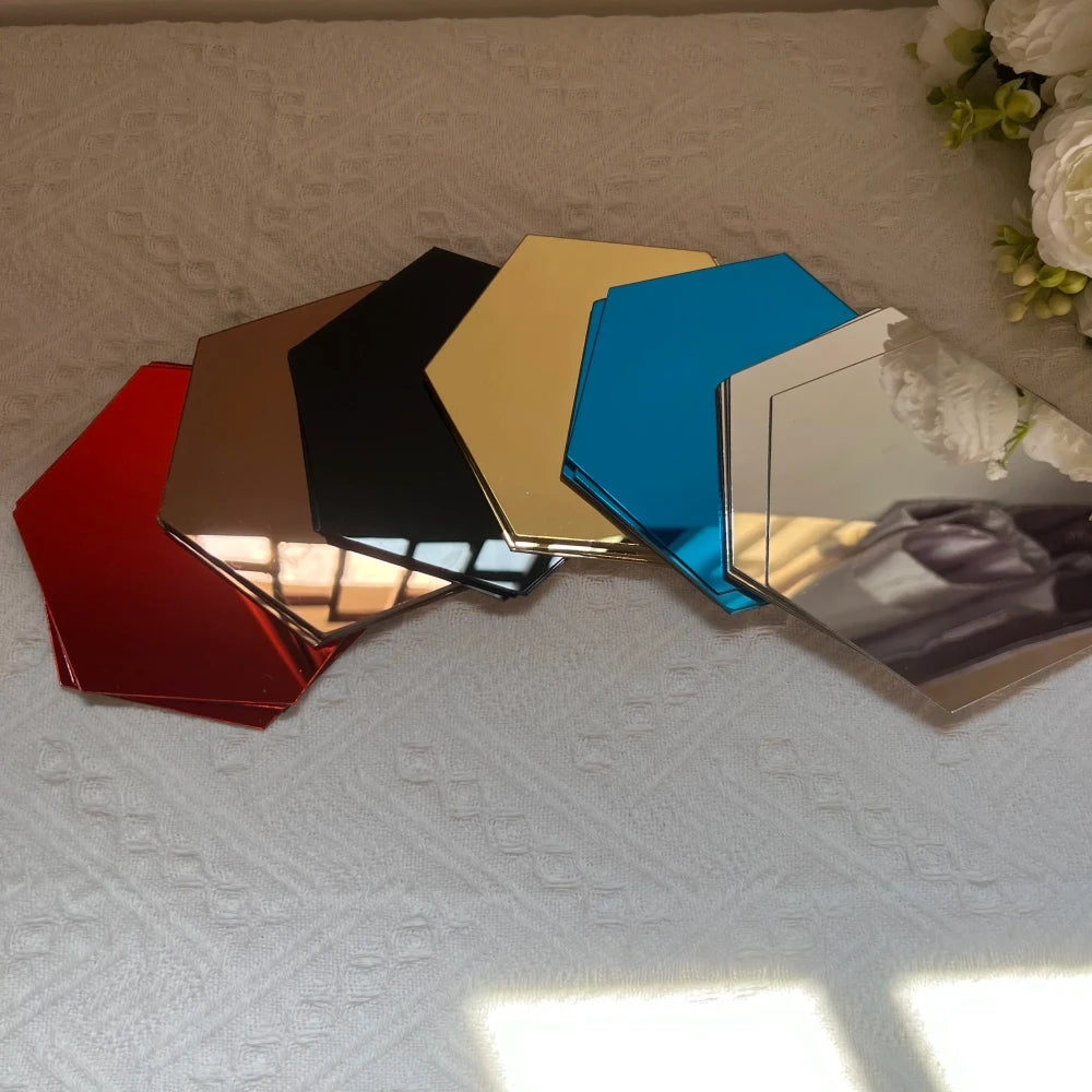 Geometric Hexagon Acrylic Mirror Wall Decals