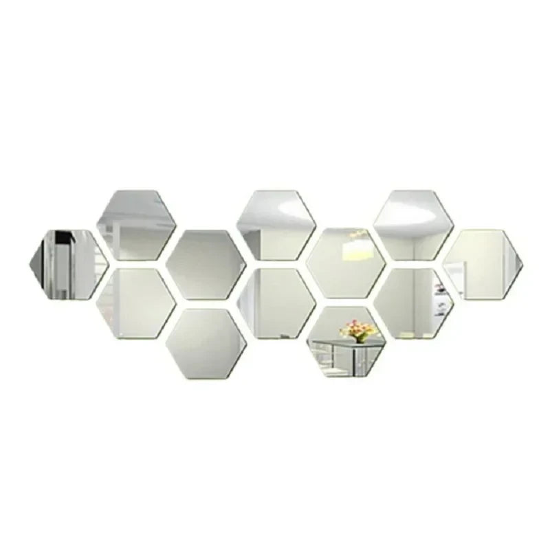 Geometric Hexagon Acrylic Mirror Wall Decals