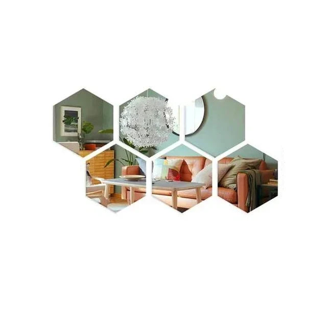 Geometric Hexagon Acrylic Mirror Wall Decals