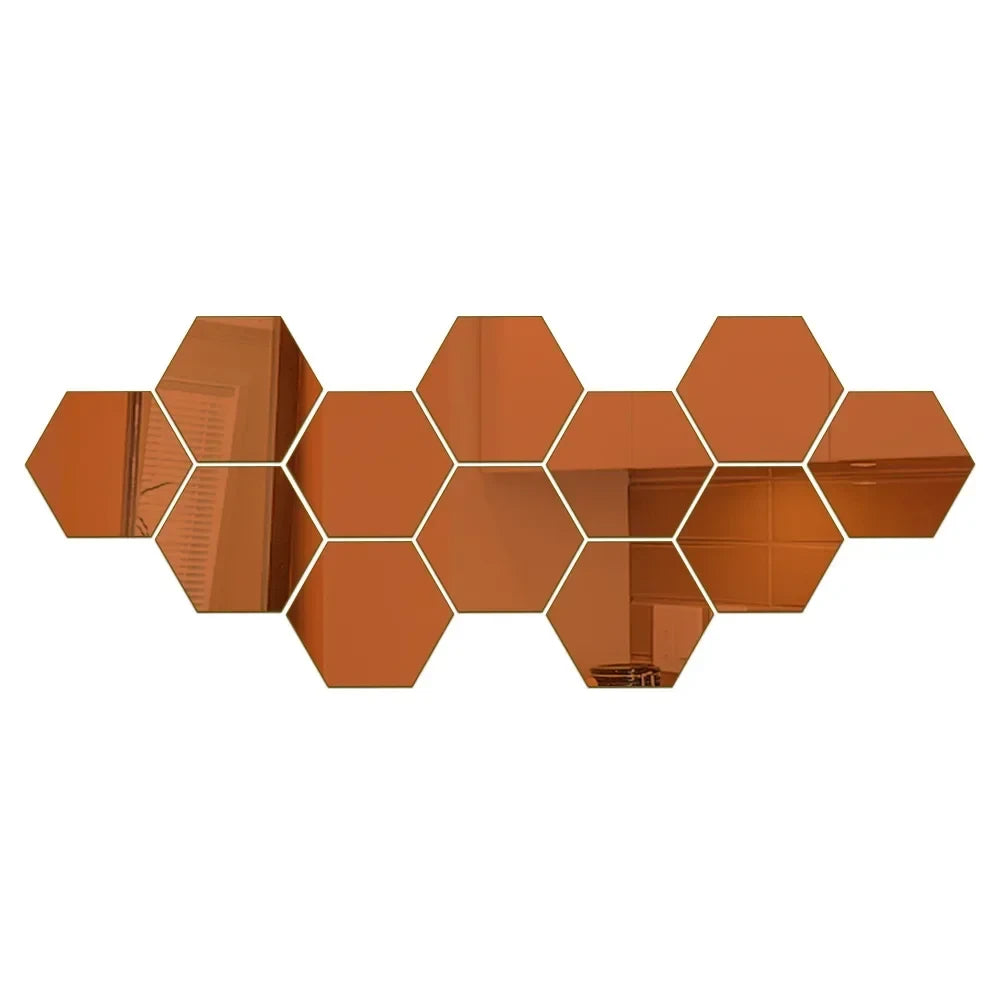 Geometric Hexagon Acrylic Mirror Wall Decals