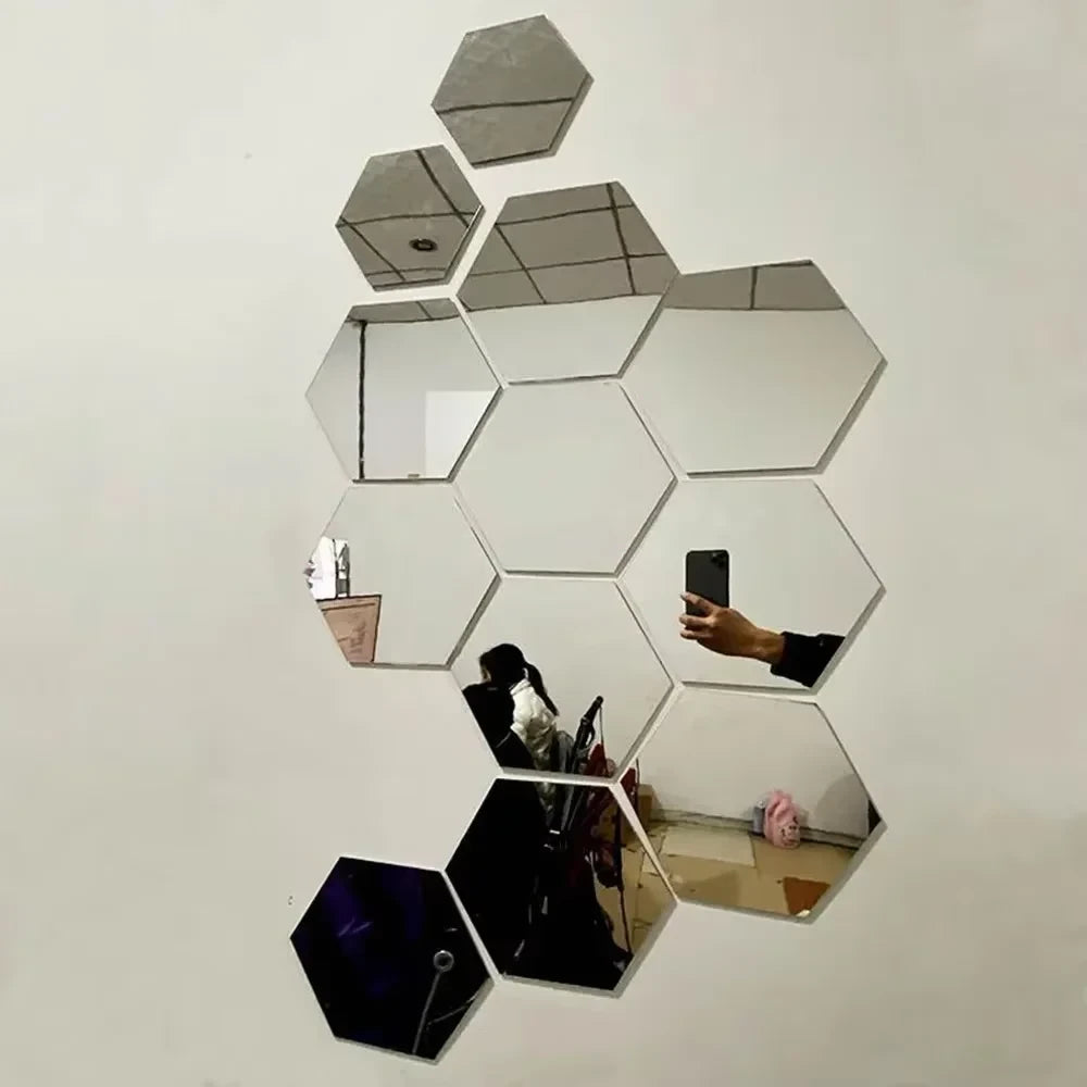 Geometric Hexagon Acrylic Mirror Wall Decals